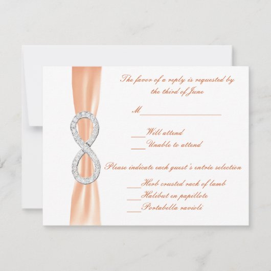 Oranje Diamond Infinity Wedding Response Kaart (Voorkant)