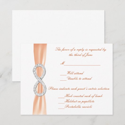 Oranje Diamond Infinity Wedding Response Kaart (Voorkant / Achterkant)