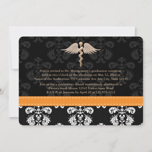 Oranje dierenarts school afstudeeraankondigingen u kaart (Achterkant)