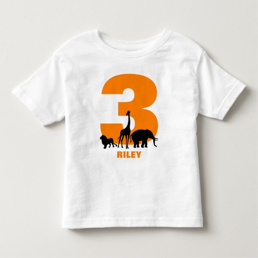 Oranje dierentuin verjaardagsfeestje gepersonalise kinder shirts (Voorkant)