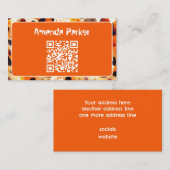 Oranje dierprint QR-code visitekaartje (Voorkant / Achterkant)