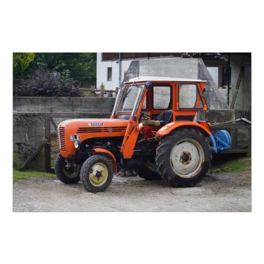 Oranje Diesel Tractor Steyr KL II Poster (Voorkant)