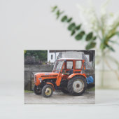 Oranje dieseltractor Steyr KL II Briefkaart (Staand voorkant)
