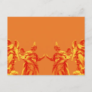Oranje digitale kleurenkunst met beeldhouwwerken briefkaart