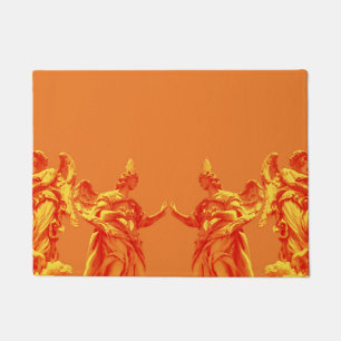 Oranje digitale kleurenkunst met beeldhouwwerken deurmat