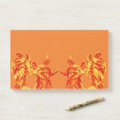Oranje digitale kleurenkunst met beeldhouwwerken post-it® notes (Op bureau)