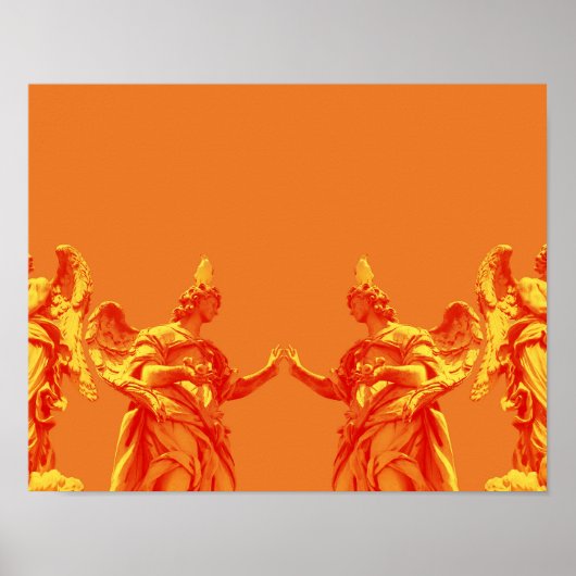 Oranje digitale kleurenkunst met beeldhouwwerken poster (Voorkant)