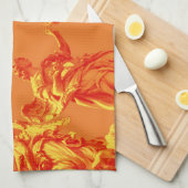 Oranje digitale kleurenkunst met beeldhouwwerken theedoek (Quarter Fold)