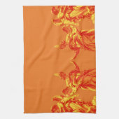 Oranje digitale kleurenkunst met beeldhouwwerken theedoek (Verticaal)