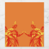 Oranje digitale kleurenkunst met beeldhouwwerken wijn etiket (Enkel label)