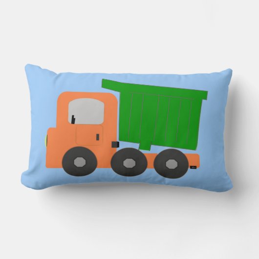 Oranje Digitale Vrachtwagen Blauwe Achtergrond Kussen (Voorkant)
