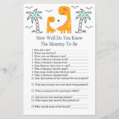 Oranje Dino Hoe goed ken je het baby shower spel? (Voorkant)