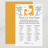 Oranje Dino Wat zit er in je handtas baby shower (Voorkant / Achterkant)