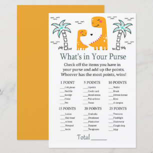 Oranje Dino Wat zit er in je handtas baby shower