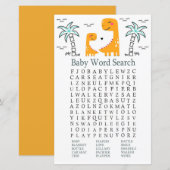 Oranje Dinosaur Baby shower Word Search Game (Voorkant / Achterkant)