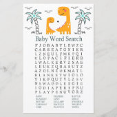 Oranje Dinosaur Baby shower Word Search Game (Voorkant)