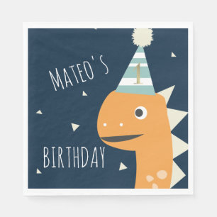 Oranje Dinosaur Verjaardag Bedankt Feest  Servet