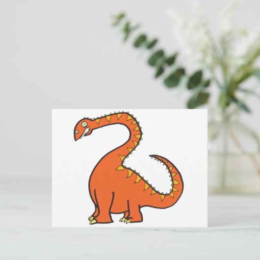 Oranje Diplodocus Briefkaart (Staand voorkant)