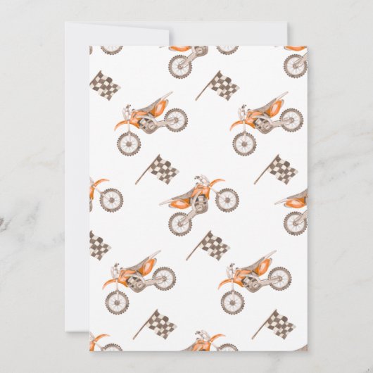 Oranje Dirt Bike verjaardagsuitnodiging Kaart (Achterkant)