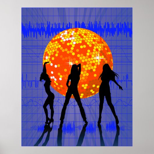 Oranje Disco Ball Poster (Voorkant)