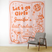 Oranje Disco Cowgirl Rodeo Bachelorette Weekend Wandkleed (In situ)