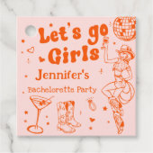 Oranje Disco Cowgirl Rodeo Vrijgezellenfeest Bedankjes Labels (Voorkant)