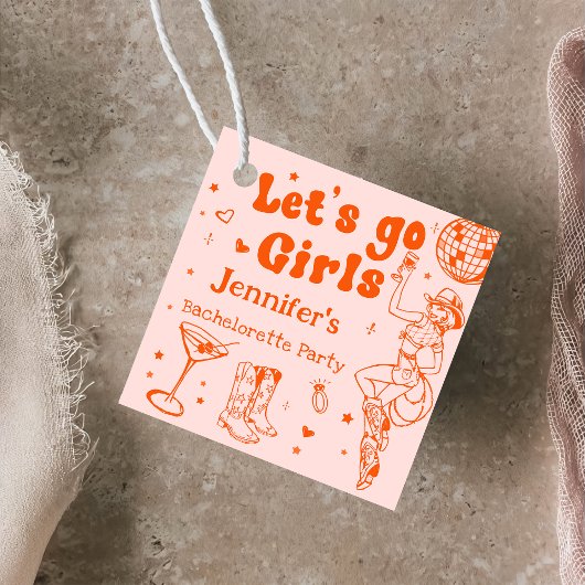 Oranje Disco Cowgirl Rodeo Vrijgezellenfeest Bedankjes Labels