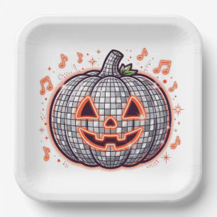 Oranje Disco Pompoen Halloween Papieren Borden Bordje