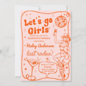 Oranje Disco Rodeo Cowgirl Bachelorette Weekend Kaart (Voorkant)