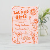 Oranje Disco Rodeo Cowgirl Bachelorette Weekend Kaart (Staand voorkant)