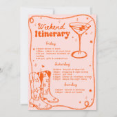 Oranje Disco Rodeo Cowgirl Bachelorette Weekend Kaart (Achterkant)