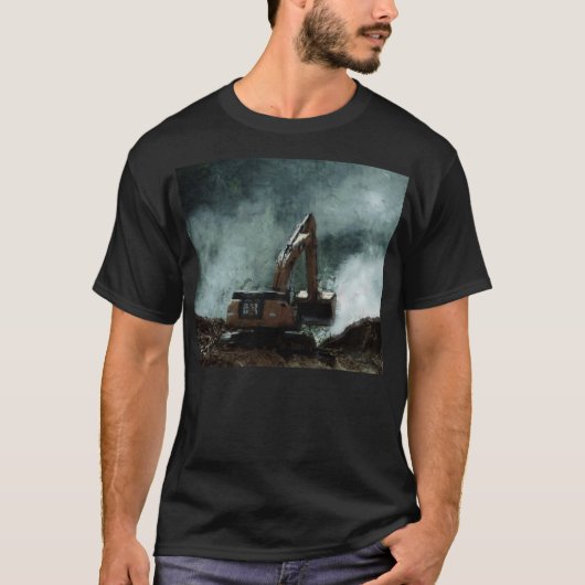 Oranje Ditch-digger Earth-mover T-shirt (Voorkant)