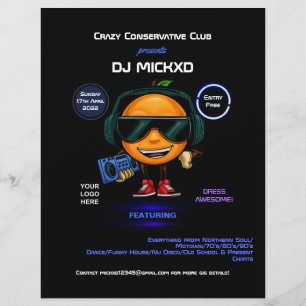 Oranje DJ-muziek- en dansgigflyer Flyer