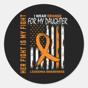 Oranje Dochter Leukemie Kankerbewustzijn Amerikaan Ronde Sticker