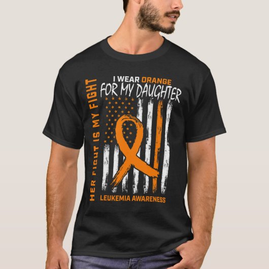 Oranje Dochter Leukemie Kankerbewustzijn Amerikaan T-shirt (Voorkant)