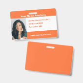 Oranje Doe Het Zelf Aangepaste Homeschool Badge (Voor- en achterkant)