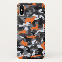 Oranje dog- en beencamo iPhone-draagtas