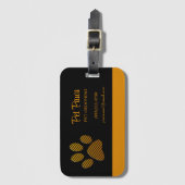 Oranje Dog Paw op Black Pet Grooming Service Busi Bagagelabel (Voorkant (verticaal))