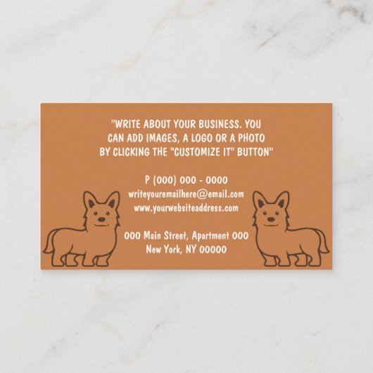 Oranje Dog Welsh Corgi Visitekaartje (Achterkant)