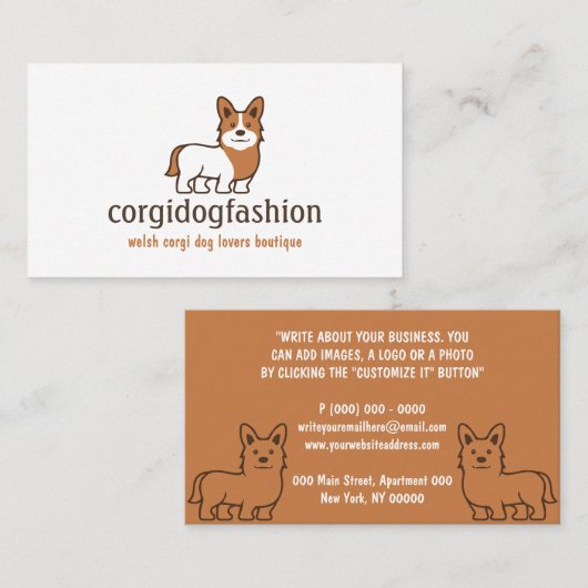 Oranje Dog Welsh Corgi Visitekaartje (Voorkant / Achterkant)