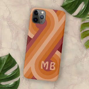 Oranje donker marmerrood midcentury kunstpatroon iPhone 16 pro max hoesje