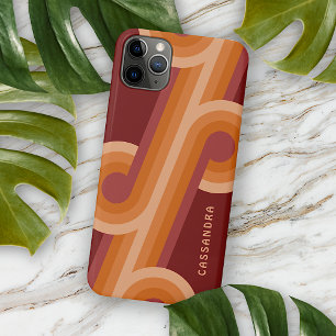 Oranje donker marmerrood midcentury kunstpatroon iPhone 16 pro max hoesje