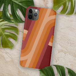 Oranje donker maroon rood retro kunstpatroon Case-Mate iPhone case