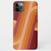 Oranje donker maroon rood retro kunstpatroon iPhone hoesje (Achterkant)