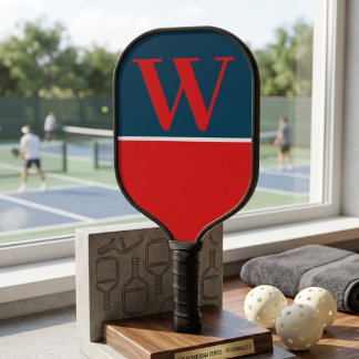 Oranje & Donker Teal Blauwe Hogeschool Monogram Pickleball Paddle