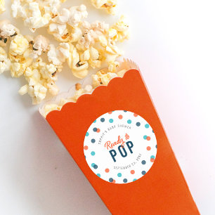 Oranje donkerblauw Confetti Klaar voor Pop Baby sh Ronde Sticker