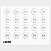 Oranje donkerblauwe Confetti Happy Birthday Ronde Sticker (Vel)