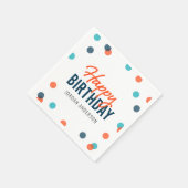 Oranje donkerblauwe Confetti Happy Birthday Servet (Hoek)