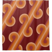 Oranje donkere maroon rode retro cirkels kunstpatr douchegordijn (Voorkant)