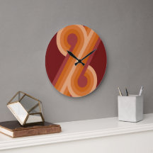 Oranje donkere maroon rode retro cirkels kunstpatr